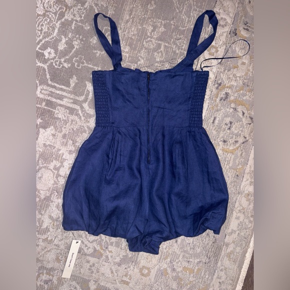 Reformation Lydia Linen Romper Blue - Size 4 - Picture 5 of 6